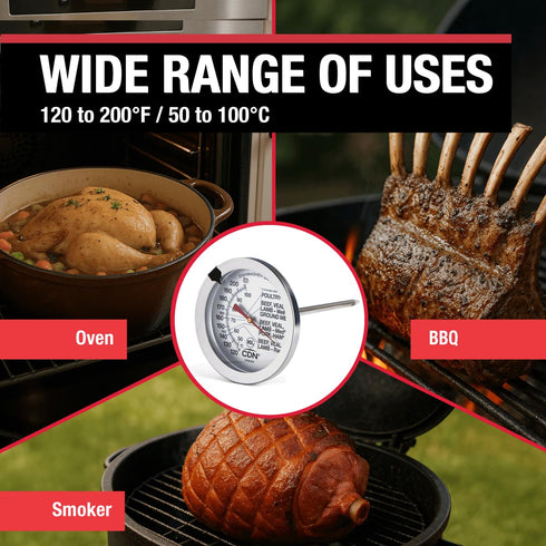 CDN Ovenproof Meat Thermometer, NSF Certified Pro Accurate, 2" Dial, Waterproof, Easy-to-Read