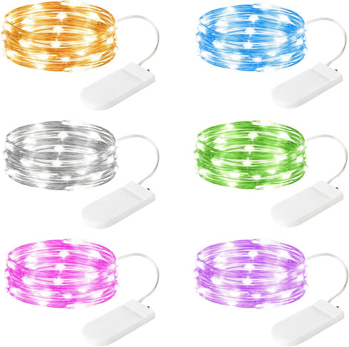 6 Pack Fairy Lights Battery Operated Lights, 7ft 20 Led Multicolor Mini