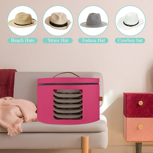 Hat Box, Stackable Round Brim Hats Organizer for Closet, Travel Hat Boxes for Women, Collapsible Cowboy Hat Storage