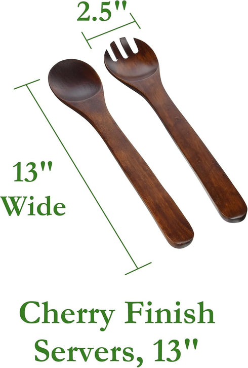 Lipper International Cherry Finished Salad Servers, One Pair, 13" Long
