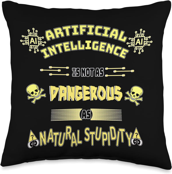 Funny AI Tech Geek Sarcastic Throw Pillow, Multicolor, 16x16