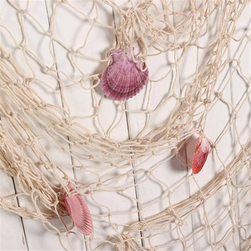 Rosoz Nature Fish Net Wall Decoration with Shells, Ocean Themed Wall Hangings for Party Decor