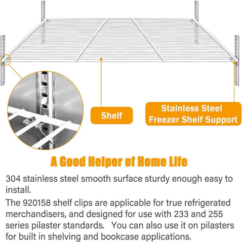 16 Piece Set of 920158 Refrigerator Shelf Replacement Clip Brackets, Stainless Steel Hook Rack Clips for Freezer