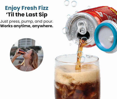 2 12oz 2 Pack Jokari Click Can Pump and Pour Carbonation Saver for Soda and Beer Cans Keep Fizzy Drinks Fresh Press On