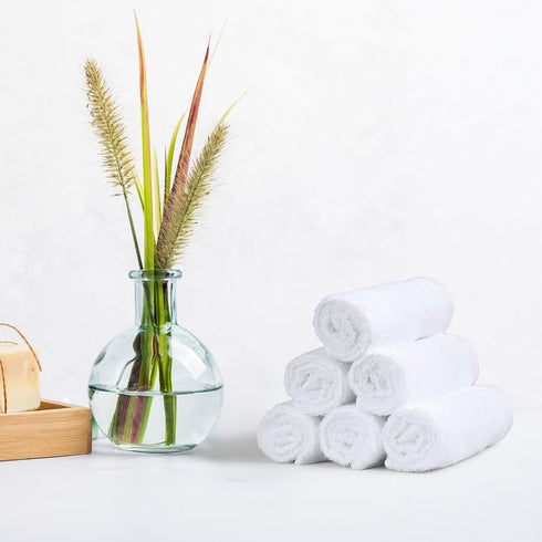 12 12 24-Pack Amazon Basics Fast Drying Cotton Washcloths for Bathroom, Machine Washable, Soft and Highly Absorbent, x