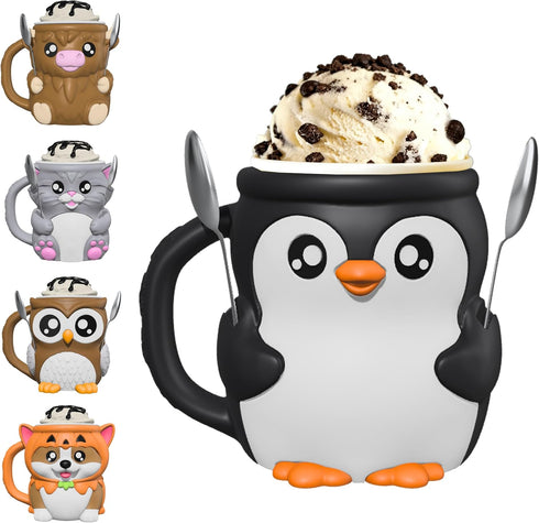Vernargoo Highland Cow Ice Cream Pint Holder with Handle, Leak-Proof Ice Cream Container