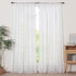 pureaqu Faux Linen Stripe Pom Pom Sheer Curtains, Colorful Rainbow Semi Sheer Voile Window Curtain, W52 x L84 Inch