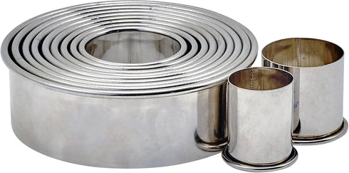 Winco 11 Piece Stainless Steel Cookie Cutter Set, Plain Round, 1" to 3" Diameter x 1"H