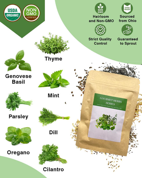 (12-Pod) Gourmet Herbs Seed Pod Kit for AeroGarden, iDoo, Ahopegarden, MUFGA with Basil, Parsley, Thyme, Mint