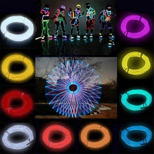 Pack 16.4ft 5m 360 (16.4ft 5m, JIGUOOR EL Wire Battery / Bright Neon Light Strip Illumination Neon Tube Rope Lights