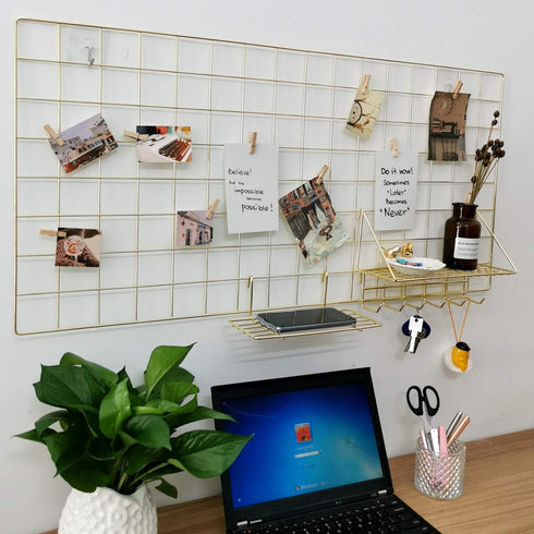 Yash Metal Wire Grid Panel, Display Organizer for Postcard, Wall Artwork for Home Office Living Room (Pack of 2 Pcs)