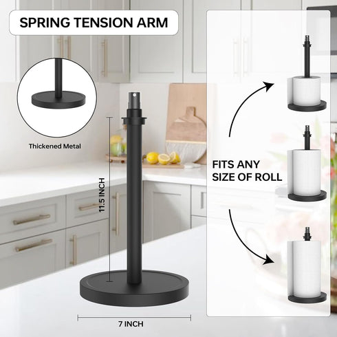 Countertop Counterweight Paper Towel Holder with Spray Bottle,One Hand Easy to Tear Stainless Steel Paper Towel Holder