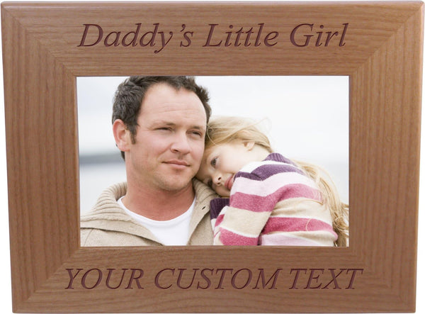 Daddy's Little Girl Custom Wood Picture Frame - 4x6 Inch - Add Your Custom Text, Great Gift for Father's Day Birthday
