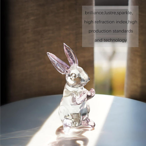HDCRYSTALGIFTS 3.5 Inch Crystal Rabbit Bunny Figurine, Spring Easter Decorations, Glass Art Animal Paperweight