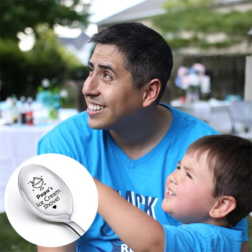 DOYOUDO Papa Ice Cream Shovel Stainless Steel Coffee Tea Spoons Grandpa Daddy Dad Gifts Funny Fathers Day Birthday