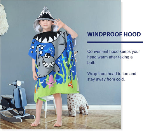 6-14 MOKANI Kids Hooded Beach Towels for Years Girls & Boys Pool Bath Towel Poncho Bathrobe with Drawstring Bag