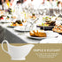 Nucookery Large Classic Gravy Boat with Warmer, 17 Oz, White Fine Porcelain, Microwave & Freezer Safe