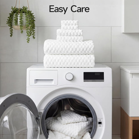 Set 6-35x70 Inches Set 6 REDKISS White Microfiber Towels of Oversized Bath Sheets, Extra Large Bath Towels