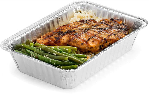 DecorRack Aluminum Pan Disposable, 14 Pack, 2.25 Lb Heavy Duty Rectangular Tin Foil Pans with Flat Board Lids