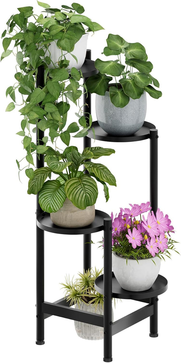 viewcare 4-Tier Plant Stand, Heavy Duty Metal Planter Rack -Indoor/Outdoor Shelves -