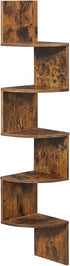 VASAGLE Corner Shelf Wall Mount, 5-Tier Floating Corner Bookshelf, Plant Shelf for