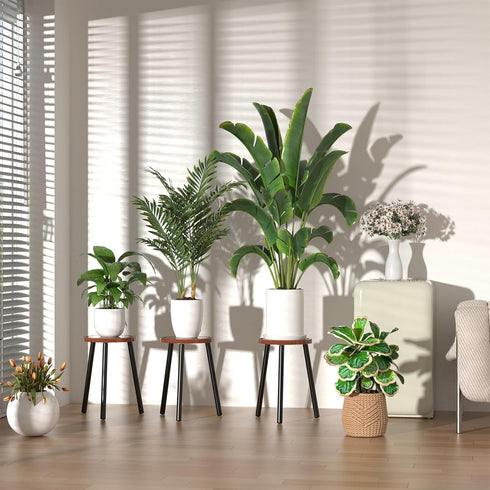Vecxoty 16.7" Wood Plant Stands Indoor, Tall Plant Stand Outdoor Mid-Century Plant Stool, Single Plant Table Modern