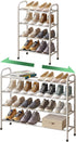 kiplant Expandable Shoe Rack, 4-Tier Expandable Metal Shoe Rack,Shoe Shelf for Closet, Entryway