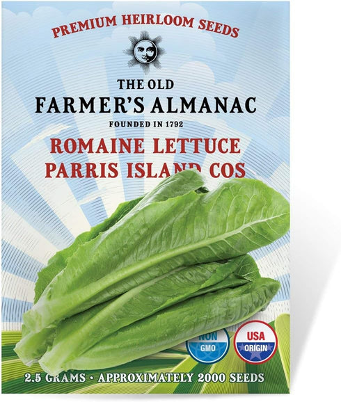 The Old Farmer's Almanac Heirloom Romaine Lettuce Seeds (Parris Island Cos) - Approx 1800 Seeds -