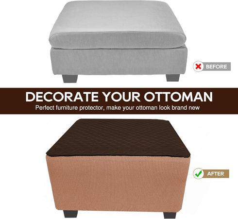 NeColorLife Square Ottoman Cover Waterproof Ottoman Slipcover Thick Storage Footrest Stool Covers Furniture Protector