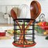 Black Kitchen Utensil Holder, 360° Rotating Caddy for Countertop, 5.2" x 6" Large Cylinder Spatula Holder
