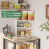 kiplant Countertop 2-Layer Corner Bread Box for Kitchen - Bamboo Wood, Wavy Acrylic Door, White Adjustable Bread