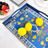 4 15 11 1.9 Boho Blue Decorative Tray, Serving Tray with Handles, Plastic Tray for Coffee Table, Ottoman - Ideal