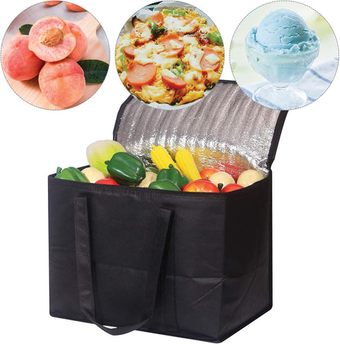 DIOMMELL Set 4 of Large Insulated Reusable Grocery Bags with Sturdy Zipper and Handles, Foldable Washable Heavy Duty