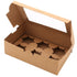 30-Set Cupcake Boxes with Inserts and Window, Brown Food Grade Kraft Holder for 6 Cupcakes, 9.4'' x 6.3'' x 3'', for