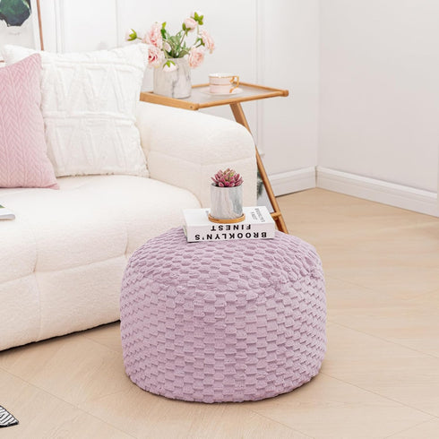 20x20x12 Inches Asuprui Pouf Ottoman Unstuffed Floor Pouf Ottoman Foot Rest Round Poof Seat Floor Bean Bag Chair