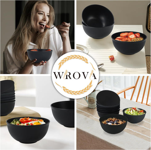 Wheat Straw Bowl Set of 8, Unbreakable 26 OZ Cereal Bowls, Microwave & Dishwasher Safe, Kids Bowls for Salad, Snack