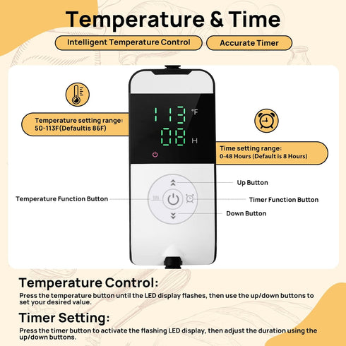 HEATIDEAS Sourdough Warming Mat Bread Proofer Heating Pad with Temperature & Timer Control Waterproof Dough Proofing