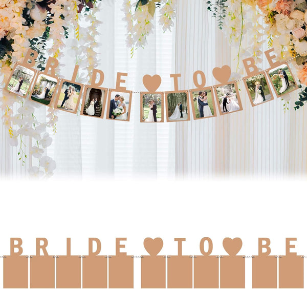 Bride to Be Photo Banner, Kraft Wedding Sign Engagement Bridal Shower Party Decoration Supplies