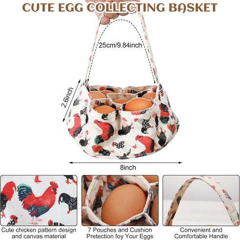 2 15 7 Cutecrop Pcs Egg Collecting Apron with Pocket Gathering Basket with Pouch for Chicken Duck Goose Eggs Easter