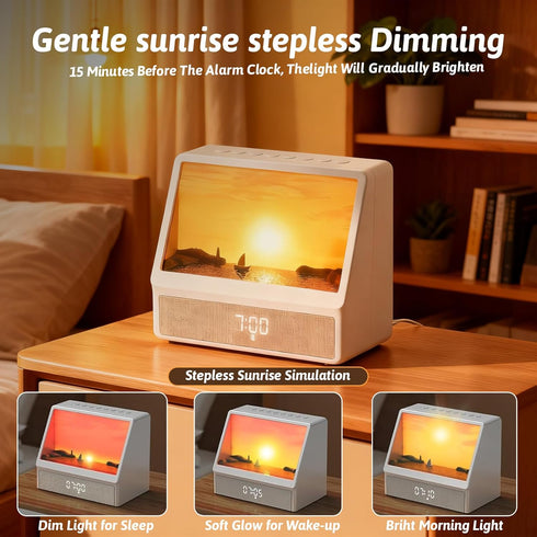 Sunrise Alarm Clock Night Light, Hatch Alarm Clock for Adults with Sound Machine Bluetooth Speaker White Noise Sound