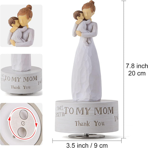 Mommy AIDLNS Music Box Gift for Mom Figurine, Mum and Baby Sculpted State Hand-Painted Collectible Musical Mother Day