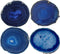 JIC Gem 3-3.5" Dyed Blue Color Small Size Agate Coasters Set of 4 with Protective Rubber Bumper