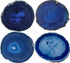 JIC Gem 3-3.5" Dyed Blue Color Small Size Agate Coasters Set of 4 with Protective Rubber Bumper