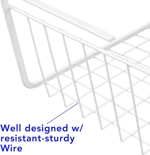 Southern Homewares 15-Inch White Wire Under-Cabinet Hanging Basket Shelf Organizer for Kitchen, Pantry, Bathroom