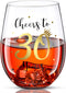 Cheer to 30 Birthday Stemless Wine Glass, 30th Birthday Wine Glass Present for Men Women, 17 oz