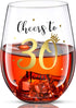 Cheer to 30 Birthday Stemless Wine Glass, 30th Birthday Wine Glass Present for Men Women, 17 oz