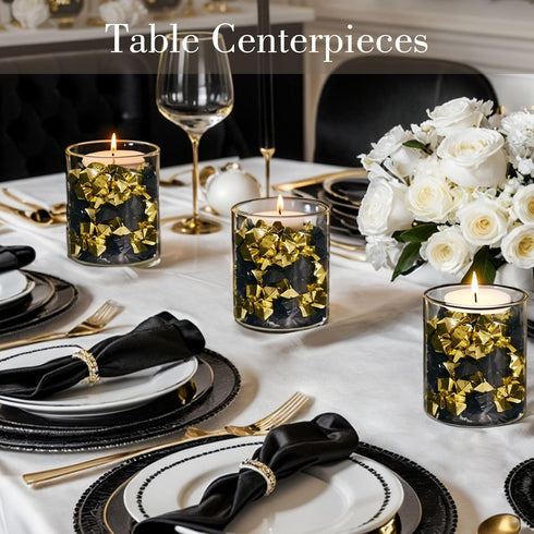 DomeStar 150PCS Fake Gold Ice, Acrylic Ice Nuggets for Table Scatter and Party Decoration