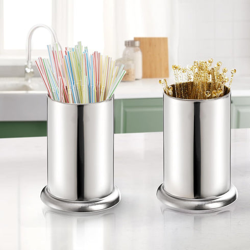 ZEAYEA 6 Pack Stainless Steel Straw Holder, Countertop Straw Dispenser for Store, Restaurant, Bar, Home Kitchen