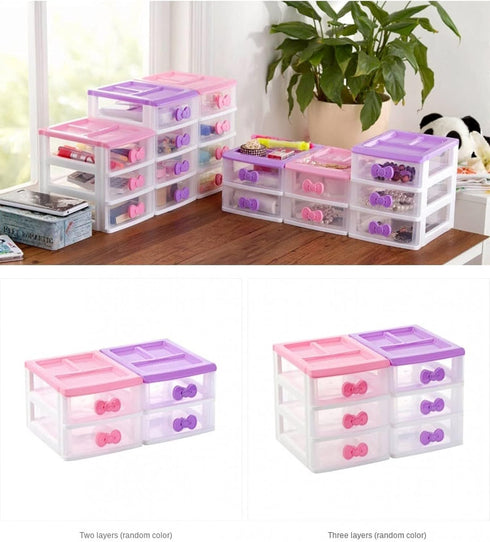 PEXIZUAN Kawaii Desk Organizer, Makeup Organizer, Room Accessories, 3 Layers