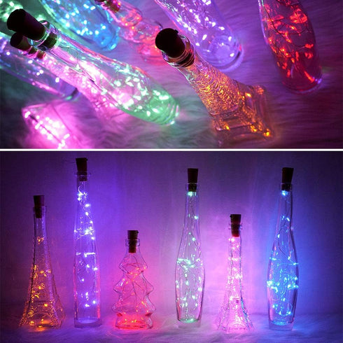 SunKite Wine Bottle String Lights with Cork, 18 Pack, 20 LED 2M Mini Silver Copper Wire Fairy Lights for DIY Decor